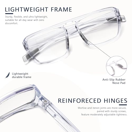 Image of Blue Light Blocking Glasses for Women Men, Square Thick Frame Anti Eyestrain & UV Glare JF6218