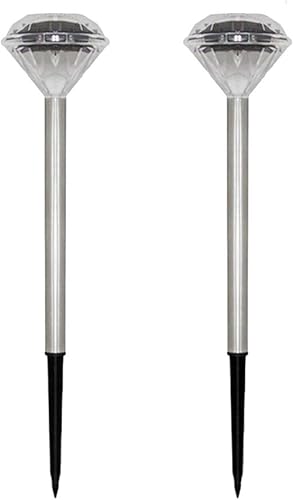 Miniatura 2 de Uonlytech Paquete de 4 luces LED solares en forma de diamante para exteriores, impermeables, paisaje, camino, jardín, patio, iluminación solar