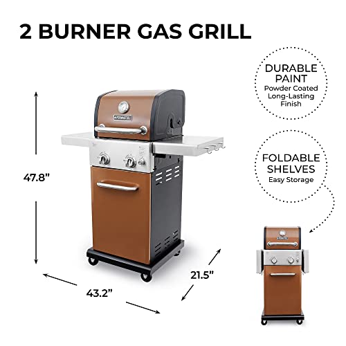 Permasteel 2-Burner Gas Grill | Cast Iron Cooking Grates, Grilling Tools Holder, Foldable Sides, Pg-A40201-Co, Cabinet Style, 22000 Btus – Copper #TOP7