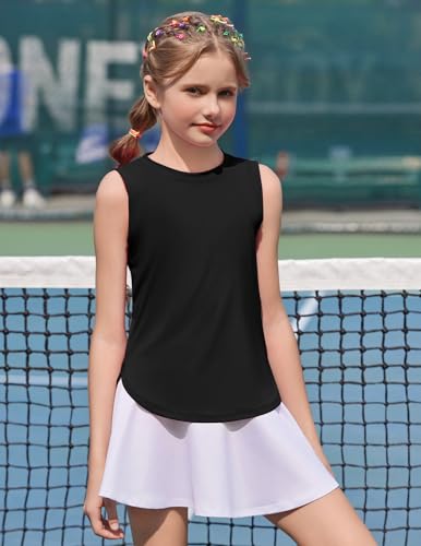 Image of Zaclotre Girls Athletic Tank Tops High-Low Hem Loose Fit Summer Top Kids Sleeveless Sport Shirts 5-14 Years