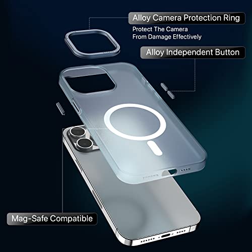 Image of eller sante SAN MagPro Frosted for iPhone 14 Pro Case Cover, 6 Feet Drop Protection, Shockproof, Scratch Resistant, Slim, Thin, Compatible with iPhone 14 Pro MagSafe Back Cover - Blue