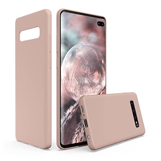 SURPHY Samsung Galaxy S10 silikonfodral, mjukt flytande silikon stötsäkert skydd skydd skal för Samsung Galaxy S10+ Plus, Bumper case, S10 Plus 6.4 inch, Rosa