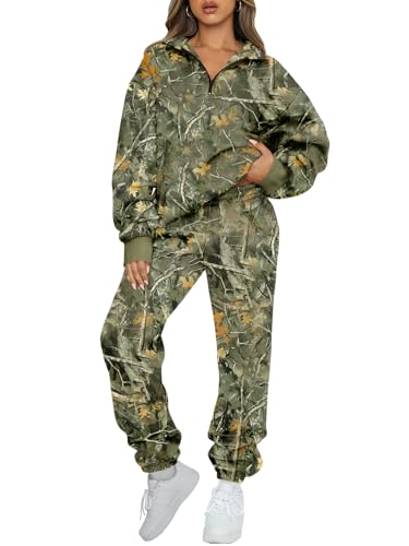 Image of AUTOMET Women's Sweatsuits 2 Piece Outfits Lounge Sets | Cozy Airport Outfits,Casual Sweat Sets for Fall and Winter,Half Zip Pullover and Baggy Sweatpants with Pockets