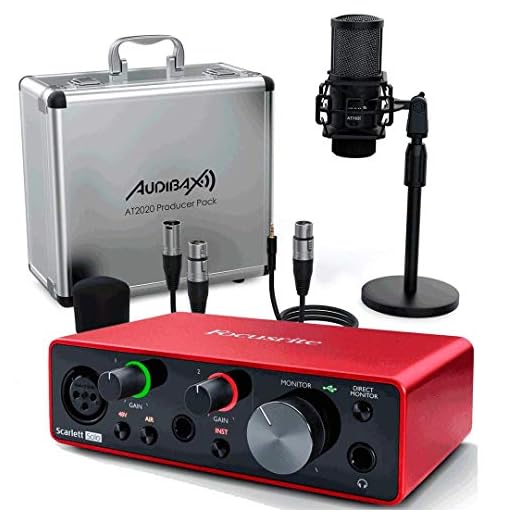 Focusrite Scarlett Solo 3ª Gen Interface Audio + Studio Pack Producer AT2020 Audibax