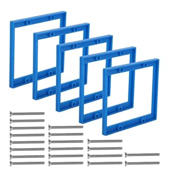 BOXOB 5pcs Double Gang Receptacle Outlet Box Extender, 1/4 Inch Outlet Socket Box Extender with 20 Screws Electrical Switches Boxes Replacement, no Gaps (Blue)