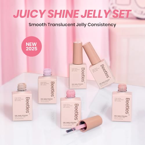 Image of Beetles Jelly Gel Nail Polish Set - Ballet Dress Gel Polish, 6 Colors Milky Pink Nude Pink Sheer Gel Nail Kit Transparent Effect Soak Off UV DIY Manicure French Nail Art Gifts for Women | Milky Pink Nude Pink Sheer Gel Nail Kit Transparent Effect Soak Off UV DIY Manicure French Nail Art Gifts for Women