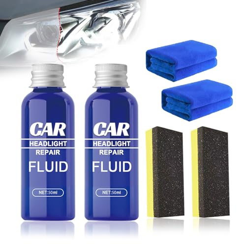 ZEID 2Pcs Car Headlight Repair Fluid, 50ML Headlight Restorer Kit, Car Headlight Restoration Kit, Car Light Cleaner Headlight Kit
