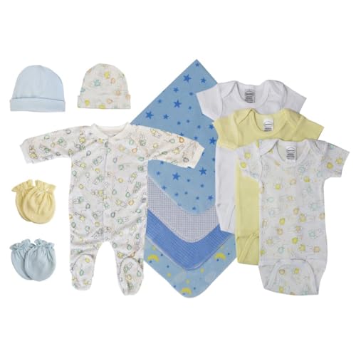 Bambini NC-0526NB Baby Boy 12 Piece Layette Sets White & Blue - Newborn