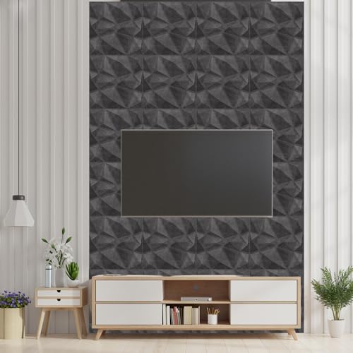 Image of Kayra Decor PVC Wall Panel - PVC Diamond Design, Nexa Grey Color 19.7 inch X 19.7 inch (Pack of 18) - Covers 48.51 Sq. Ft.