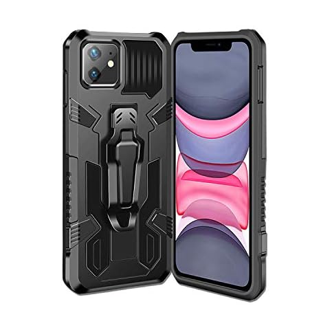 DBLX Case for iPhone 12 /iPhone 12 Pro, Phone Cover with Kickstand, [Shockproof][Anti-Scratch] Heavy duty dual layer armor phone bumper - Black Cover