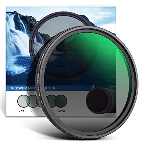 NEEWER 77mm Variable ND Filter, ND2-ND32 (1–5 Stops) Adjustable Neutral Density Filter for Camera Lens with Ultra-Slim Frame, Optical Glass, and Multi-Resistant Coatings, Weather-Sealed & No X Spot