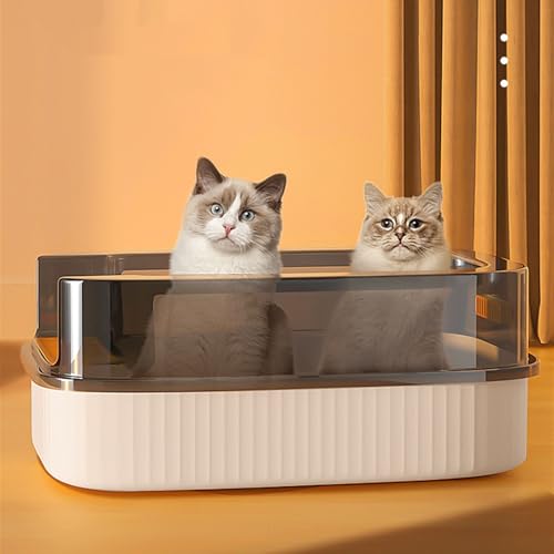 Arenero para gato abierto con lados altos gris miniatura 7