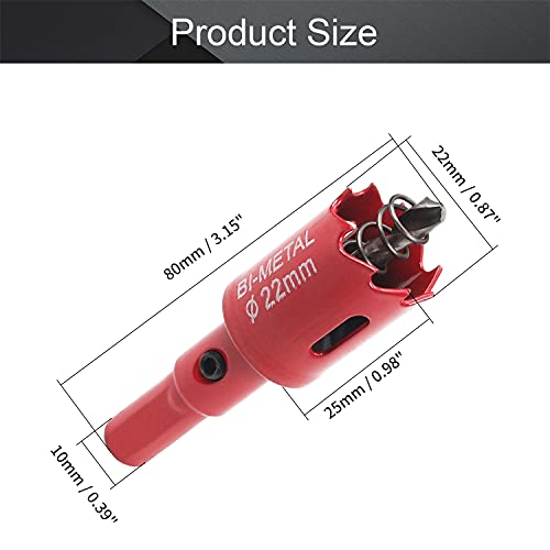 Utoolmart 22mm Bi-Metal Hole Saw M42 High Speed Steel Holesaw Blade 25mm Cutting Depth Opener Cutter Drill Bit with Triangular Handle for Wood Sheet Metal Plastic Fiberboard - Image 2