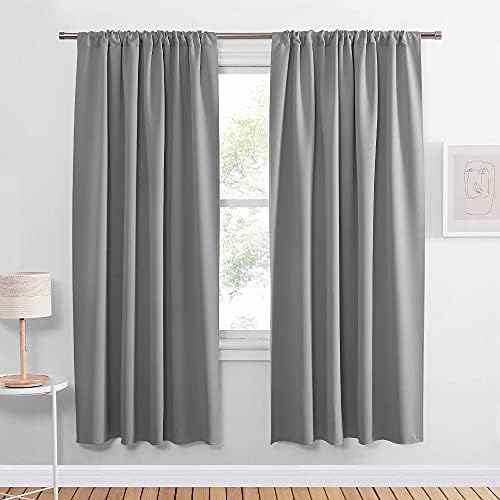 PONY DANCE Curtains for Living Room - Window Covering Curtains and Drapes Modern Design Drapes Energy Efficient for Bedroom Home, 42" W x 72" L, Silver Grey, Set of 2