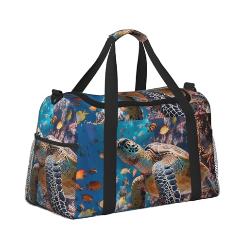 Undersea Turtle Seashell Duffle Bag for Travel Ocean Animal Sports Gym Tote Carry On Bag Large Shoulder Weekend Overnight for Workout3