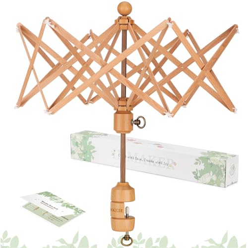 INMAKER Yarn Swift Wooden Yarn Umbrella SwiftCrochet Accessories for Winding Cool Gifts for Crocheters and Knitting Lovers
