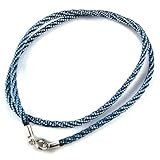 Minoplata Gargantilla Unisex de Seda Trenzada Azul con Cierre de Plata de Ley 925, 40cm x 2,5mm, Cordón para Colgantes y Medallas