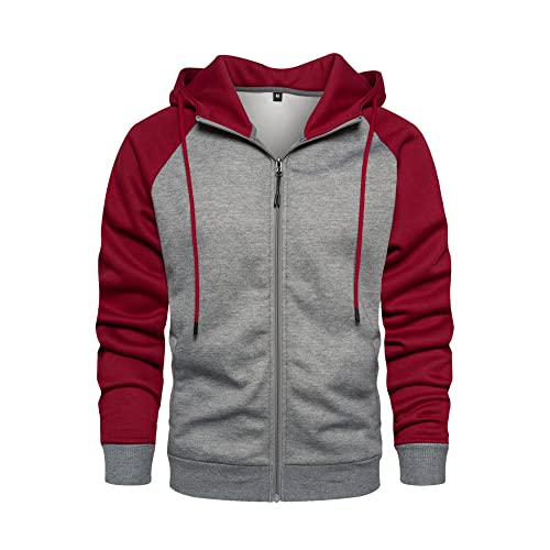 Image of MANTORS Mens Fleece Jackets Contrast Hoodies Lightweight Sweatshirt Color Block Jacket Coats