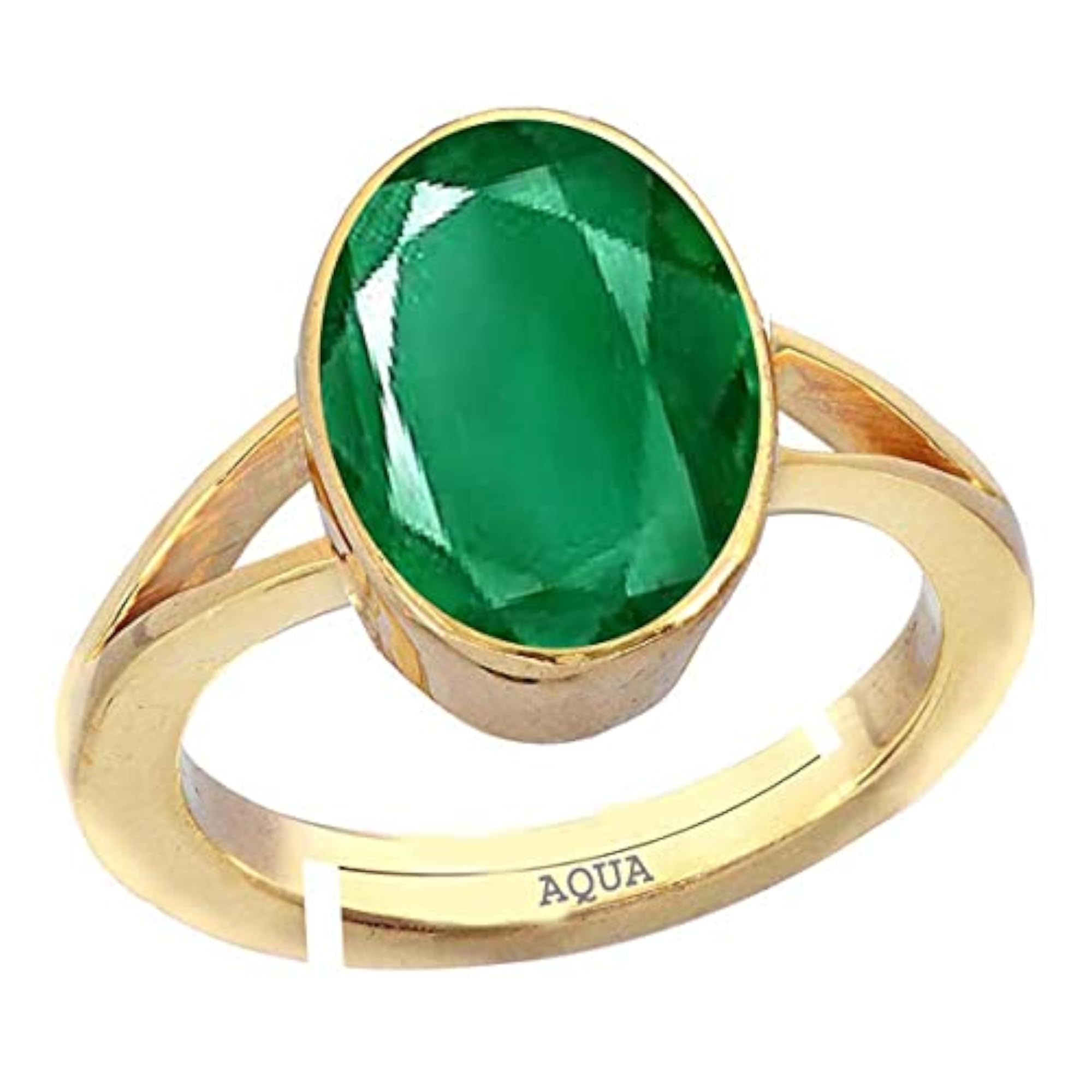 Women's Emerald Gold Plated Adjustable Ring, Astrological Gemstone