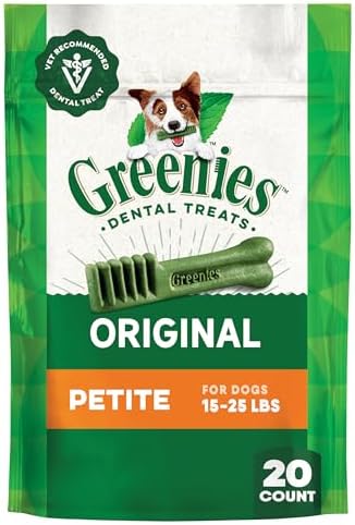 Greenies Veterinarian-Recommended Adult Natural Dental Dog Treats Petite Size, Original Flavor, 12 oz. Pack, 20 Count