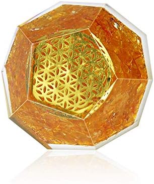 New Orgone Dodecahedron for Manifest Abundance | Citrine | Chakra Healing Crystals Orgonite Dodecahedron for Merchant โ Bring Wealth and Success โ Focus Orgonite โ Orgone Generator Energy Crystals