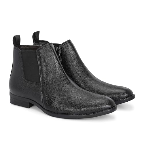 Image of layasa Men Chelsea Comfortable Zip Leather Mid-Top Boots For Men