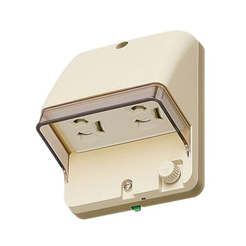 パナソニック(Panasonic) フル接地防水ダブルコンセント φ39キャップ×2対応形 抜け止め式・アースターミナル付 露出・埋込両用 クリームグレー WK4106のサムネイル