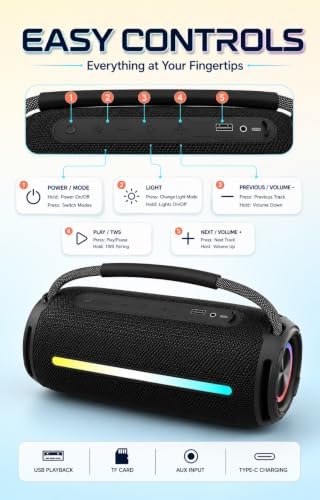AONIT Bluetooth Speaker with 20W Deep Bass for Party, Beach, Travel & Home — view 7