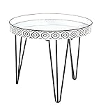 cadre en tube d'acier noir HAKU Möbel Table Basse Noir, Blanc, métal, Miroir - Dim.: H 46 cm x Ø 65 cm, Style: Art Deco