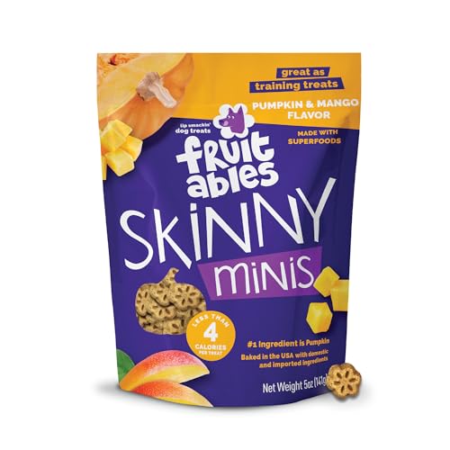 Fruitables Skinny Minis - Dolcetti per cani morbidi e gommosi alla zucca e al mango