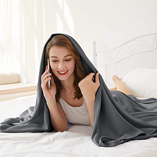 Amyhomie Cooling Blanket, 100% Bamboo Blankets For Hot Sleepers, Lightweight Blanket Absorbs Heat To Keep Adults/Children/Babies Cool On Warm Nights(Dark Gray, 59×79In) #TOP5