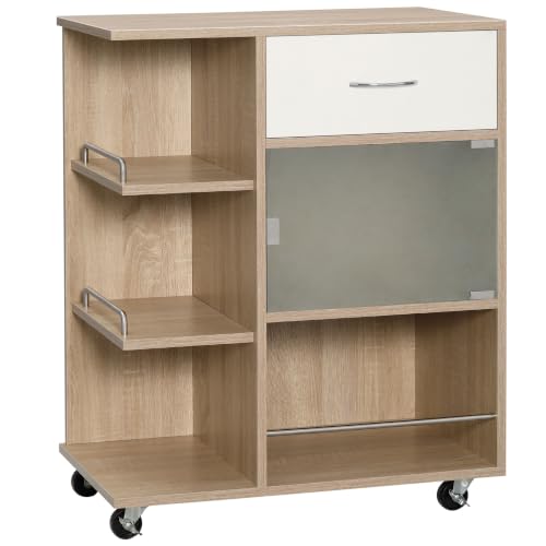 HOMCOM Carrello da Cucina Moderno con Cassetto, Armadietto 65x39x80cm