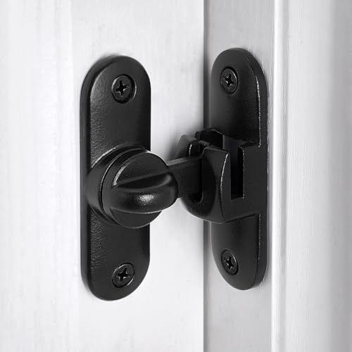 Image of INIRET Matte Black Barn Door Latches,90 /180 Degree Gate Lock,Zinc Alloy Right Angle Door Lock Latch,Flip Gate Latches Hardware,Door Security Door Latch Lock for Cabinets,Bathroom,Barn Door