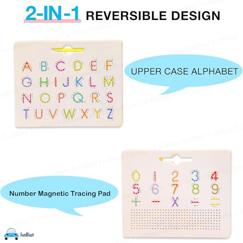 Image of FunBlast Magnetic Beads Doodle Board with Stylus for Kids - Mag Pad for Kids, Alphabet and Number Magnetic Tracing Board, Sketch Pad for Kid