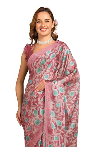 Image of MIRCHI FASHION Women Saree Floral Printed Chiffon | Breathable Lightweight Summer Sari for Office and Daily Use with Unstitched Blouse (Available in 20 Styles)