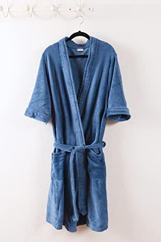 Roupão Kimono Toque Macio Dormir Inverno Banho Premium Unissex Tamanho P Azul Veleiro