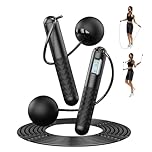 Flintronic Skipping Rope with Counter, Skip Rope with LED Display, Digital Wireless Jump Rope, Professional Ball Bearings & Non-Slip Handles, Adjustable Jump Rope for Women Men Adult Kids(Black)