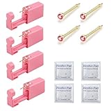 Orglace Juego de 4 piercings de nariz, pistola de perforación de nariz con perno de nariz, herramienta de perforación estéril segura desechable en salón de belleza para mujeres y hombres, Acero