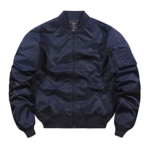 Blouson bomber bleu marine veste militaire de baseball universitaire printemps L