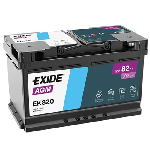 EXIDE 82Ah 800A AGM EK820 AGM L4 Starterbatterie