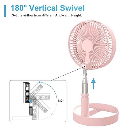 Weeuus Ventilador de chão portátil recarregável, ventilador de pé operado por bateria de 7200 Mah, t