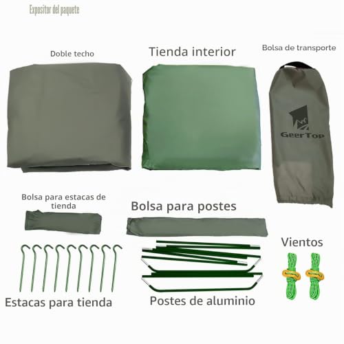 Miniatura 8 de Geertop Tienda De Campaña Ligera Con Varillas De Aluminio - 213 X 101 X 91cm 1,5 Kg - 1 Persona 3 A 4 Estaciones Para Acampar Al Aire Libre