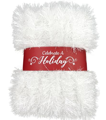 50 Foot White and Clear Tinsel Garland for Christmas Decorations ...