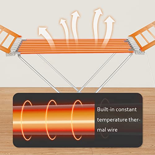 Tendedero eléctrico plegable para ropa con 20 tubos calefactados de bajo consumo 5