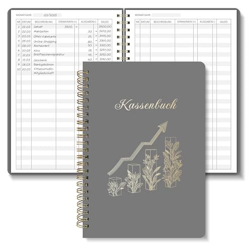 BIROYAL Kassenbuch A5-120 Seiten Haushaltsbuch, Budget Planner & Kassenbücher - Einnahmen Ausgaben Buch - Haushaltsbuch zum Eintragen - Kassenbuch Kleinunternehmer- Ausgaben Tracker Finanzplaner