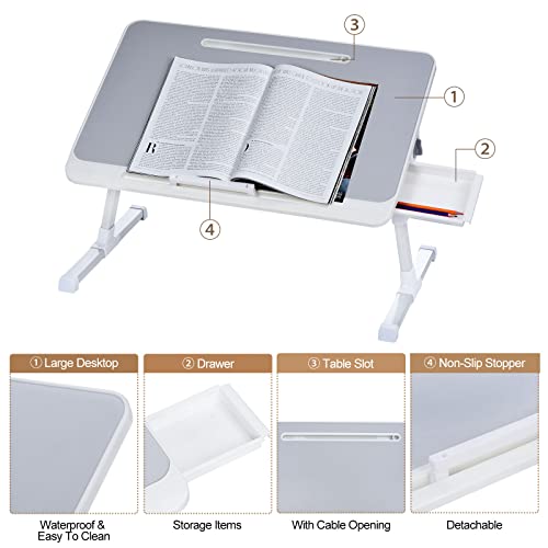 PATIKIL-Laptop-Bed-Tray-Table-236x157-Foldable-Lap-Desk-with-Storage-Drawer-Adjustable-Bed-Desk-for-Laptop-Bed-Working-Eating-Writing-Gaming-Drawing-Grey