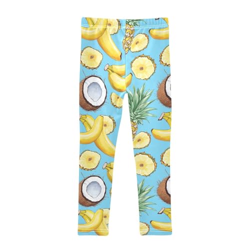Wusikd Bananas Pineapples Girls' Leggings Toddler Doodles Coconut Kids Yoga Pants Dance Active Tights 4T2