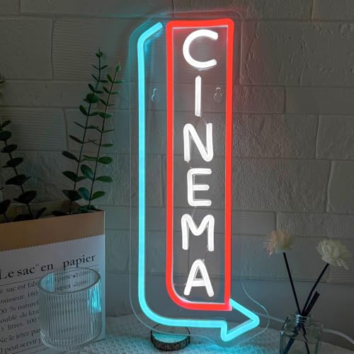 LMSIGNLY Kino Neon Schild Dimmbares Pfeil LED Neon Licht für Wand Deko Cinema LED Neon Schild Kino Schild Beleuchtung für Filmraum Zuhause Party Kommerzielles Theater Kino Türdekoration