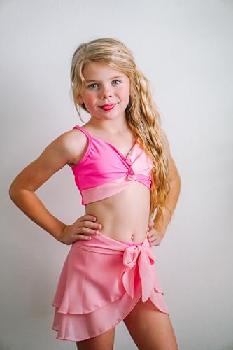 Image of HIHA Girls Swimsuit 3 Piece Bikini with Cover Up Skirts Size 6-12