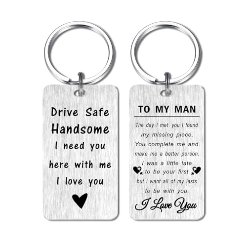 CPLJW Valentines Day Keychain Gifts for Men Him - Drive Safe Gifts for Boyfriend Husband, Husband Boyfriend Valentine Birthday Fathers Day Gift Ideas